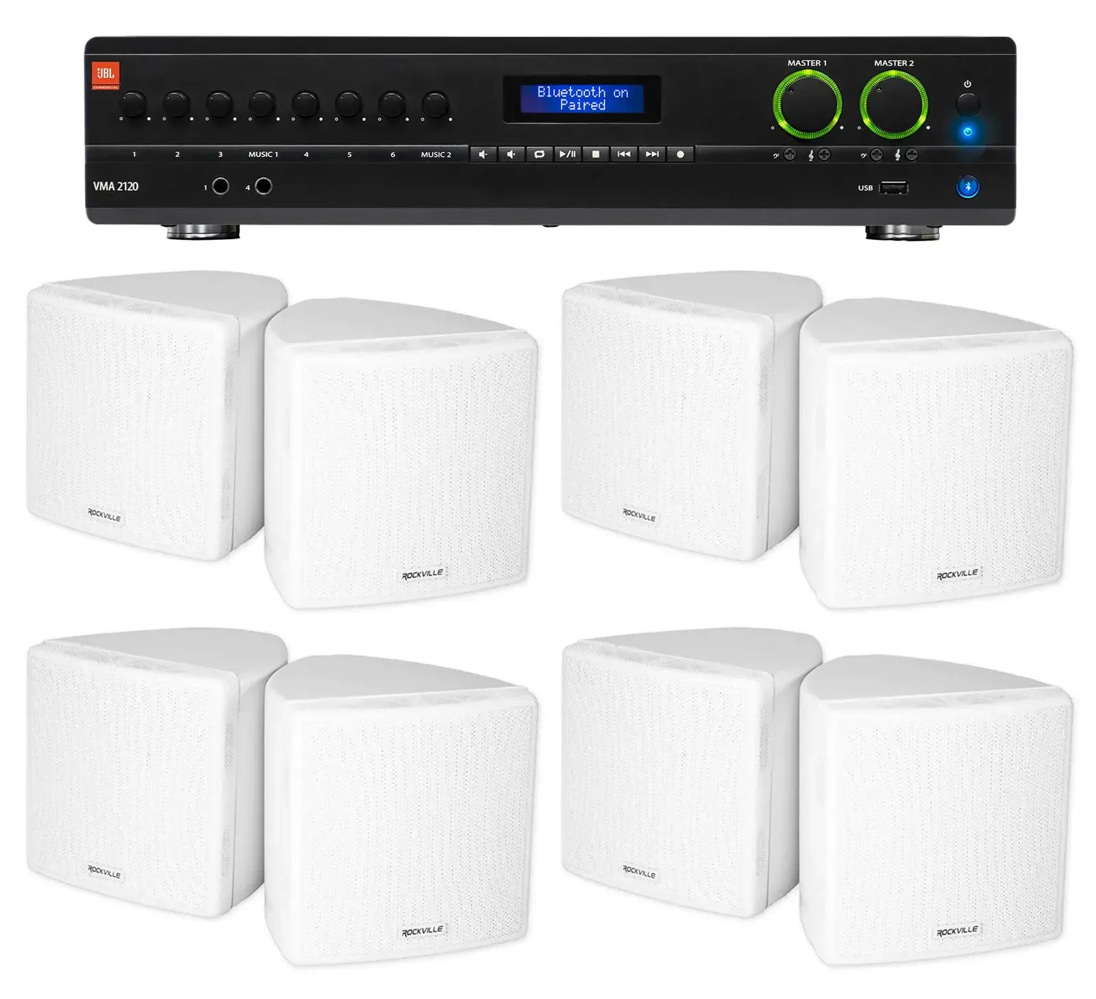 Настенная акустика JBL Cube 70v White с усилителем (8 штук)