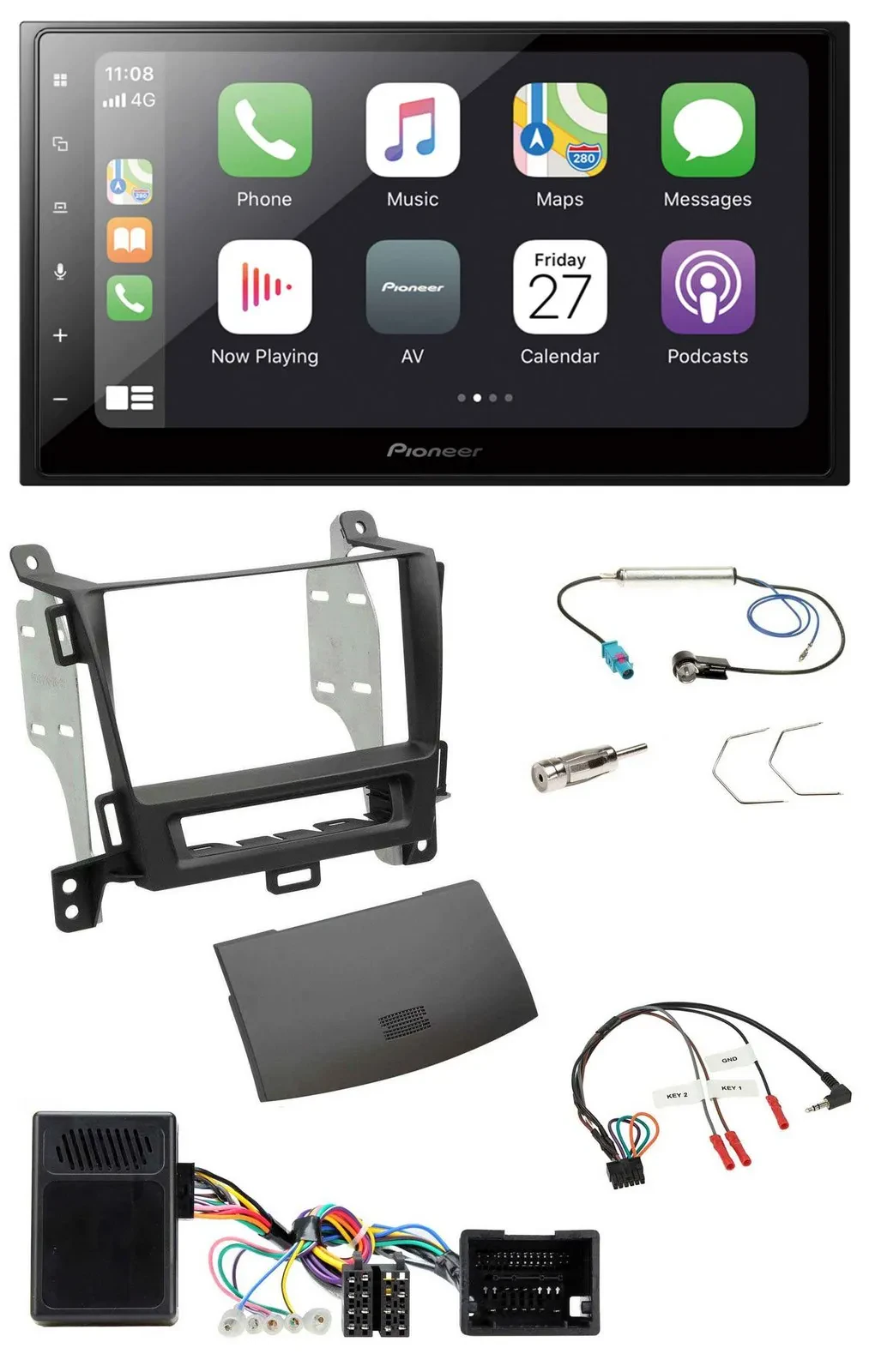 Pioneer Lenkrad Bluetooth DAB 2DIN USB Autoradio für Opel Zafira ab 13 jet black