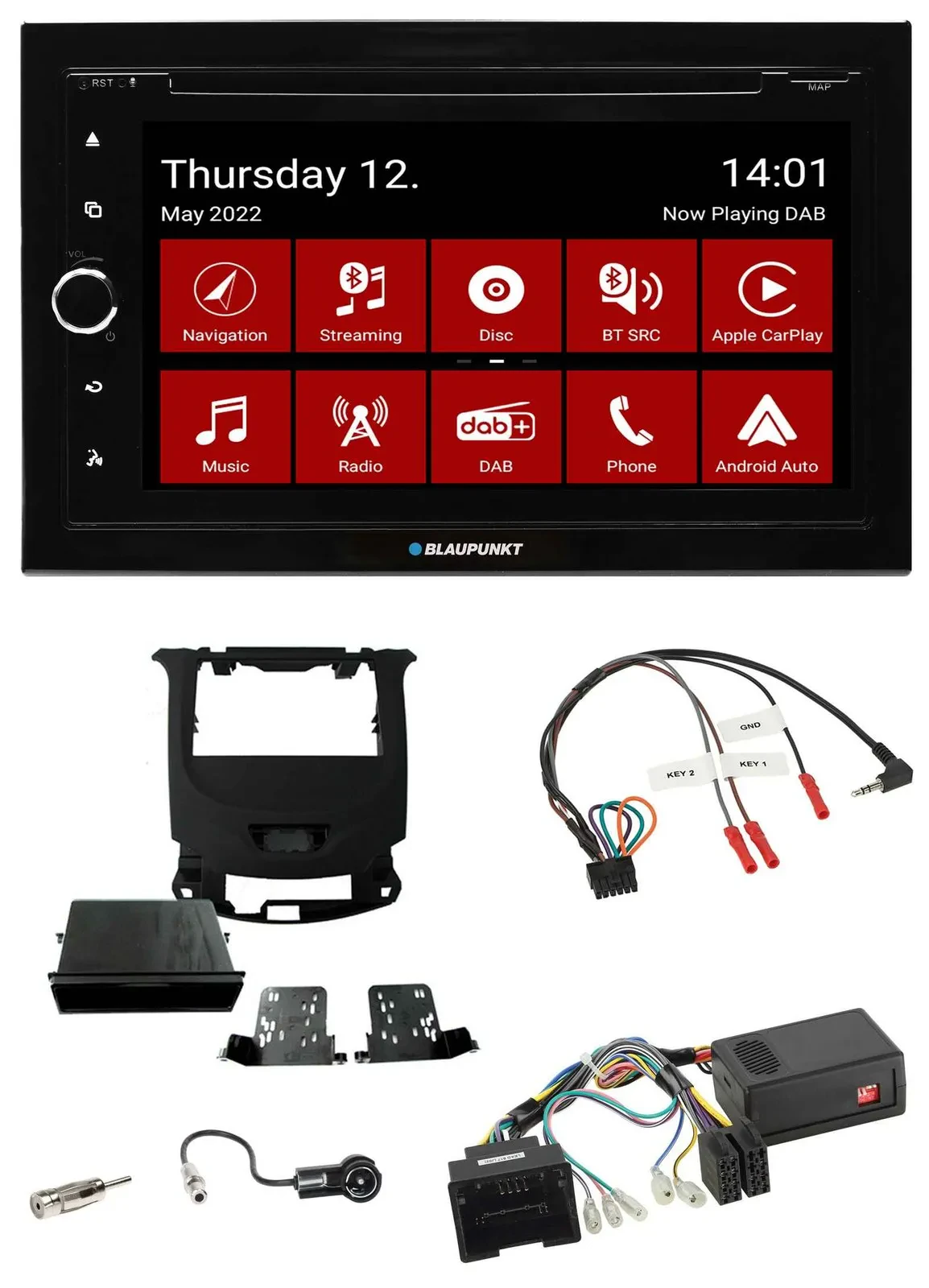 Автомагнитола Blaupunkt 2DIN DVD, Bluetooth, DAB, USB, управление с руля для Chevrolet Cruze