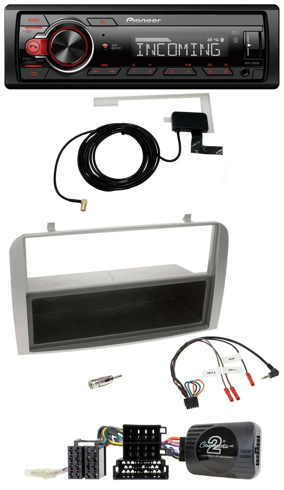 Pioneer MP3 Lenkrad CD DAB USB Autoradio für Alfa GT 147 07-10 silber Ablagefach