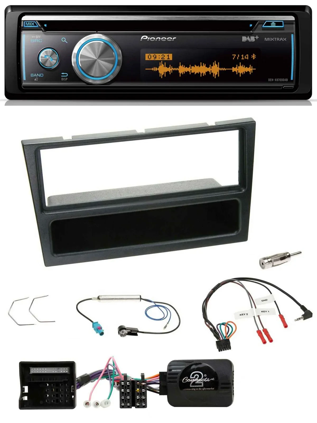 Автомагнитола Pioneer DAB USB CD Bluetooth, для Opel Corsa C (2004–2006), черная