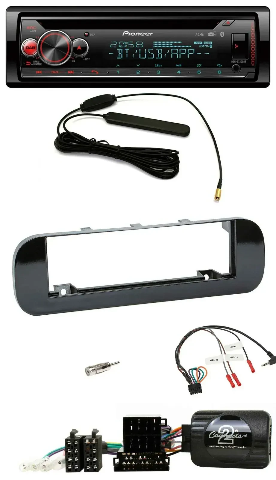 Автомагнитола Pioneer USB DAB Bluetooth CD для Fiat Panda (2012–2020) черный глянцевый
