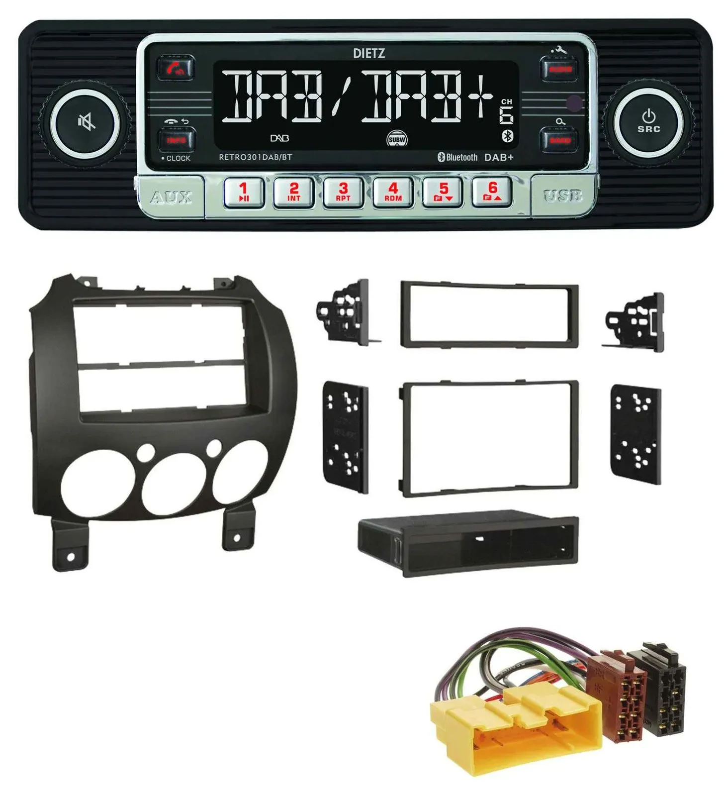 Dietz USB DAB MP3 Bluetooth Autoradio für Mazda 2 (ab 2007)