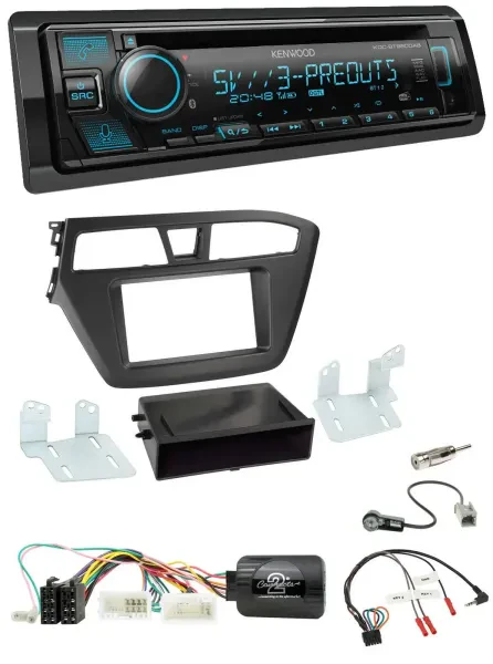 Kenwood Bluetooth USB CD Lenkrad DAB Autoradio für Hyundai i20 (ab 2015)