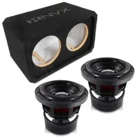 NVX NE82S Dual 8" Sealed 3/4" MDF Sub Enclosure w/ 8" X Series Car Subwoofer