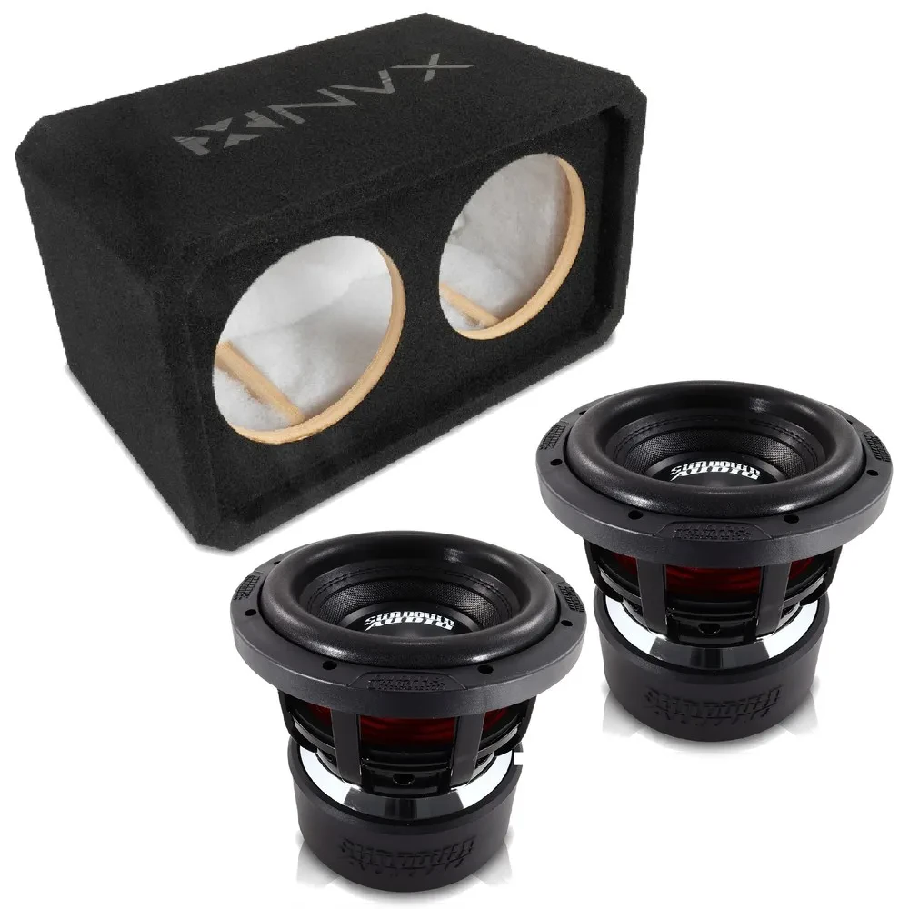 NVX NE82S Dual 8" Sealed 3/4" MDF Sub Enclosure w/ 8" X Series Car Subwoofer