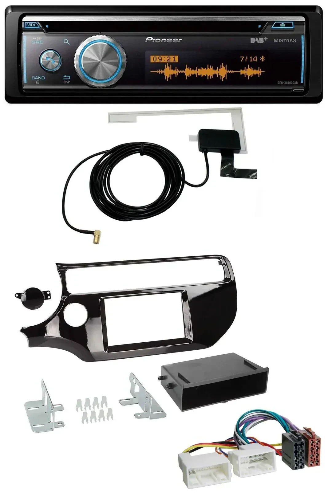 Автомагнитола Pioneer Bluetooth, DAB, MP3, USB, CD для Kia Rio UB (с 2015), глянцево-черный