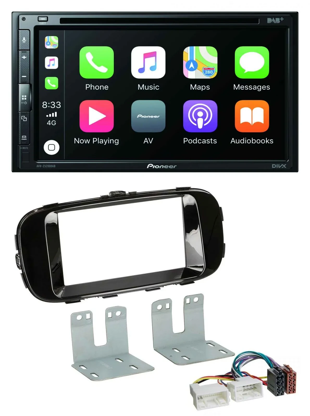 Автомагнитола Pioneer 2 DIN DVD DAB Bluetooth USB для Kia Soul PS (с 2014), черный глянец