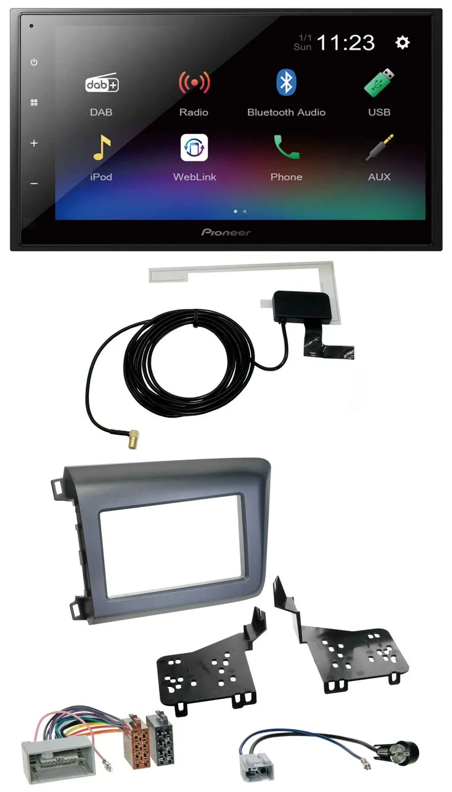 Автомагнитола Pioneer 2DIN DAB, MP3, Bluetooth, USB для Honda Civic (US)