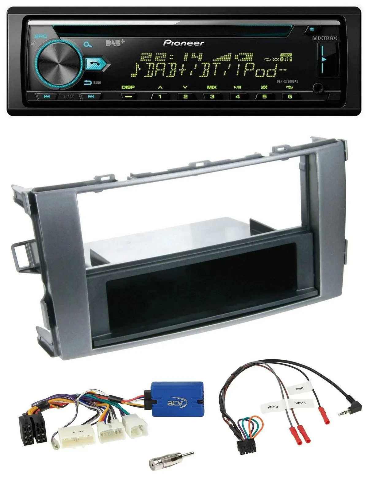 Автомагнитола Pioneer DAB CD USB Bluetooth для Toyota Auris 2011–2012, антрацит
