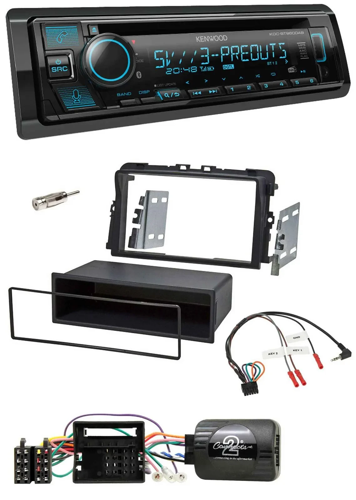 Автомагнитола Kenwood Bluetooth USB CD DAB, поддержка кнопок на руле, для Opel Vivaro (2011), Combi/Kasten