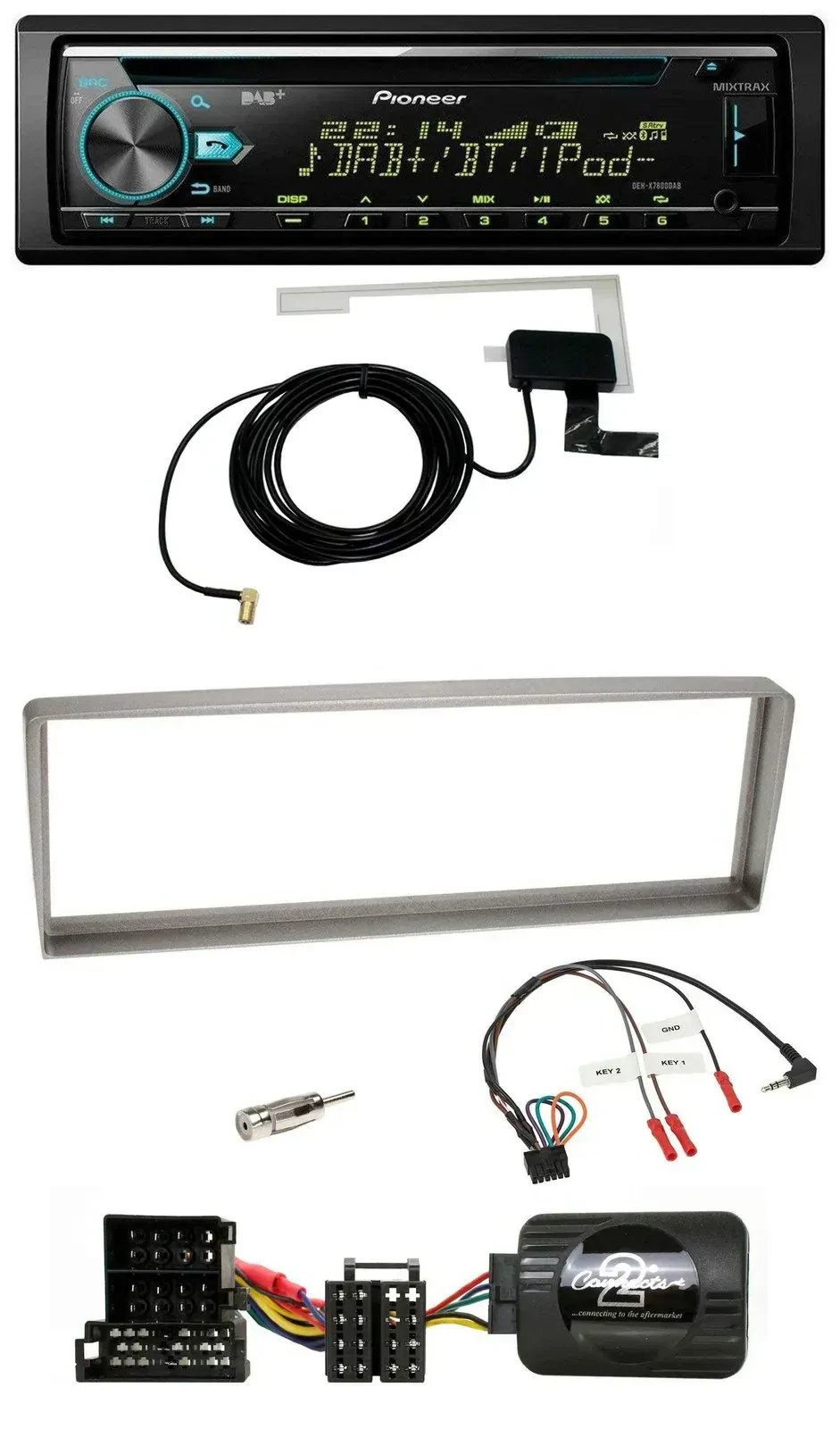 Pioneer MP3 Lenkrad CD USB DAB Autoradio für Alfa Romeo 156 ab 2003 silber