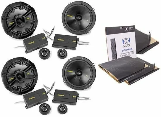 2) KICKER 43CSS654 6.5" Component Speaker System Kit + Rockmat Sound Deadening