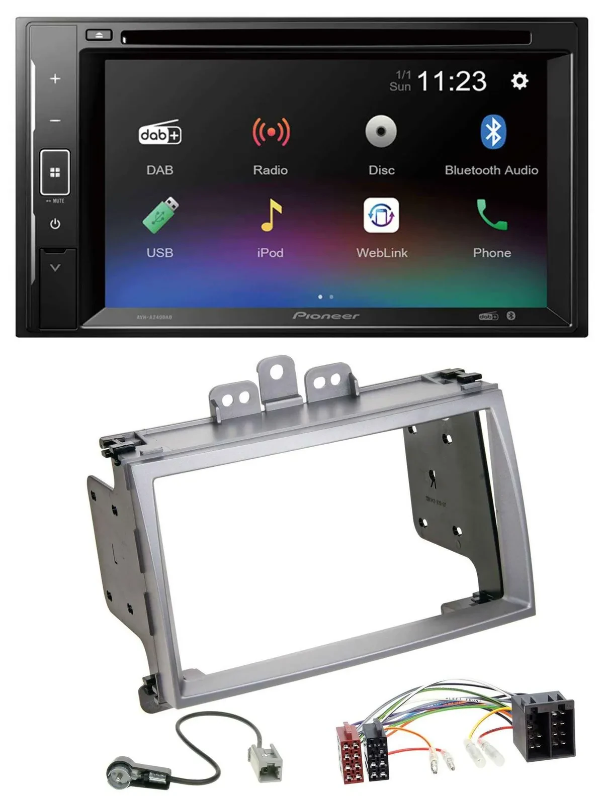 Автомагнитола Pioneer 2-DIN Bluetooth USB DAB DVD для Hyundai i20 (2009–2012) серебристый