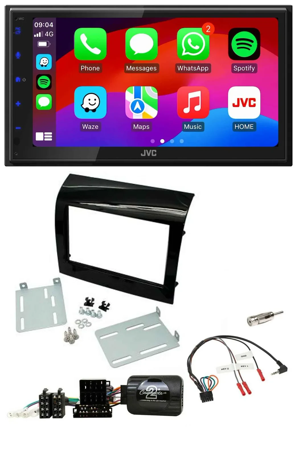 JVC Bluetooth 2DIN Lenkrad DAB USB Autoradio für Fiat Ducato 2012-2015 Piano-sch