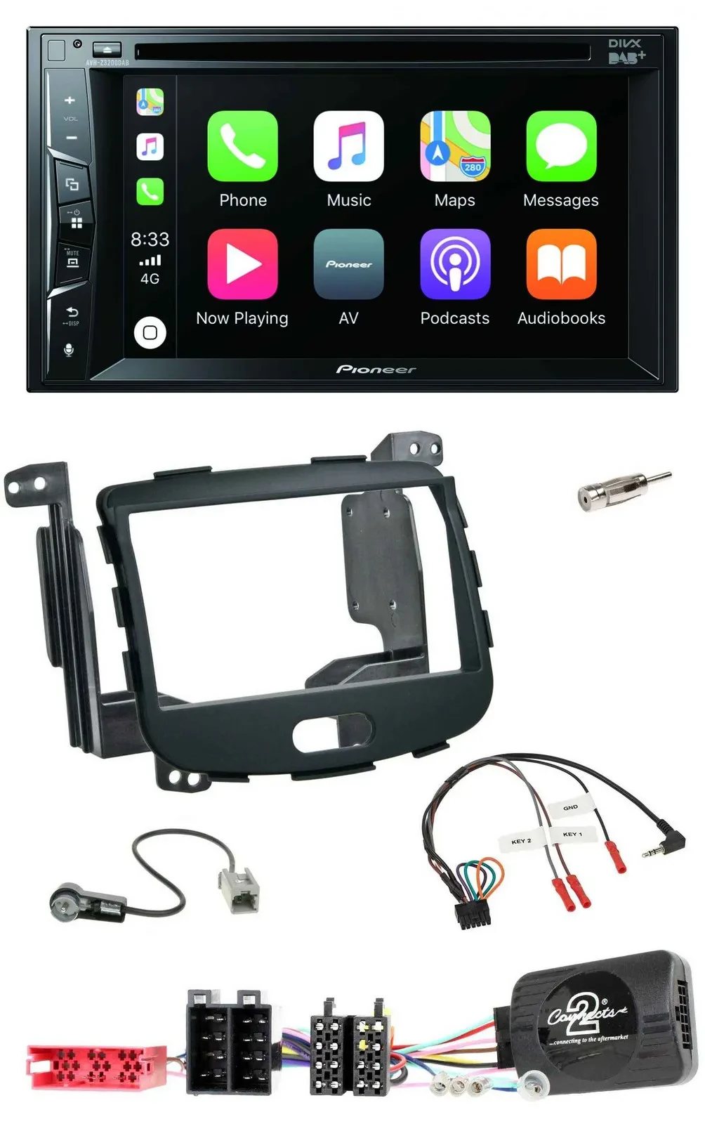 Pioneer Lenkrad USB DVD Bluetooth DAB 2DIN Autoradio für Hyundai i10 09-13 Rubbe