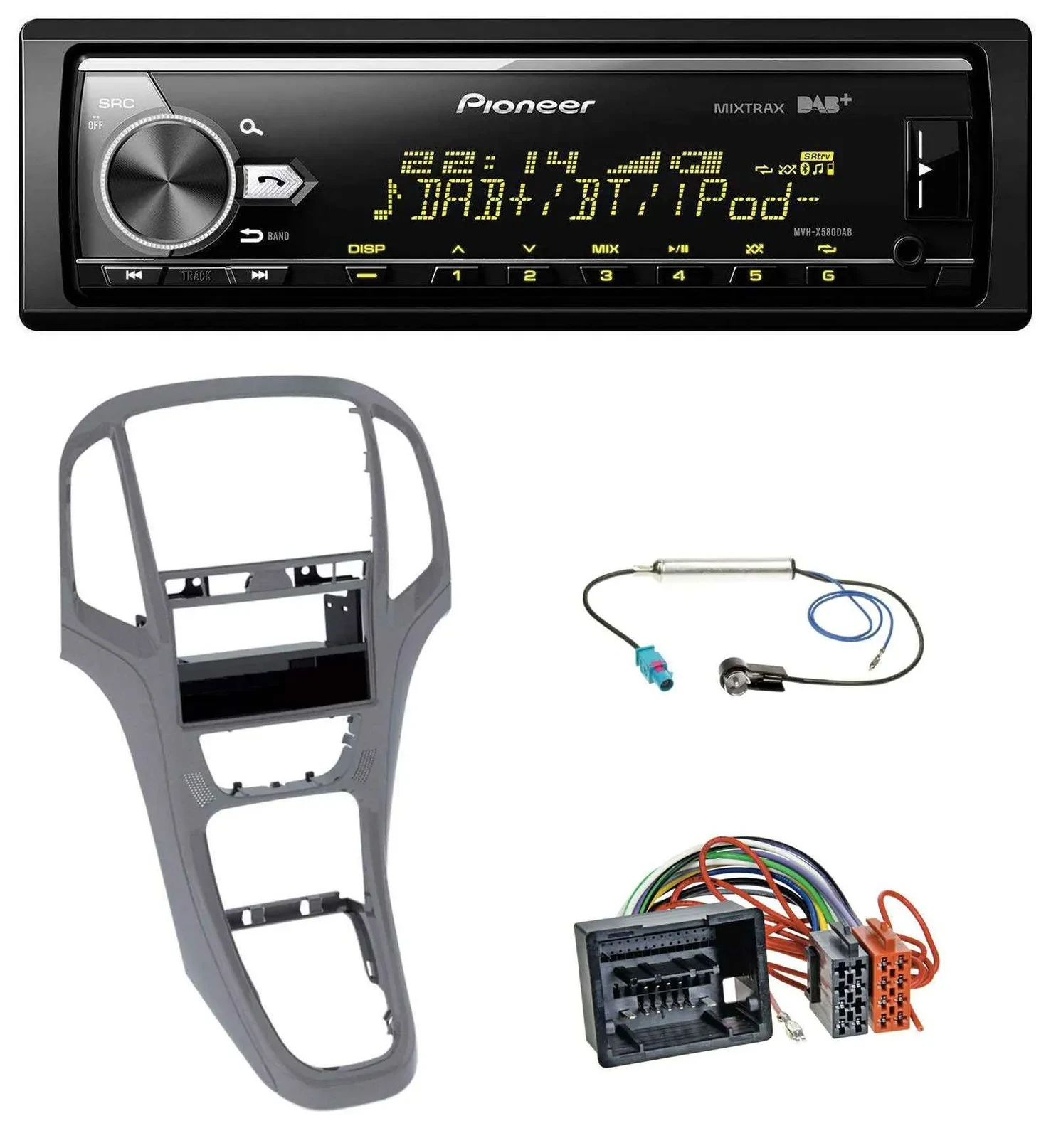 Автомагнитола для Opel Astra J Pioneer Bluetooth USB DAB MP3 титан серый