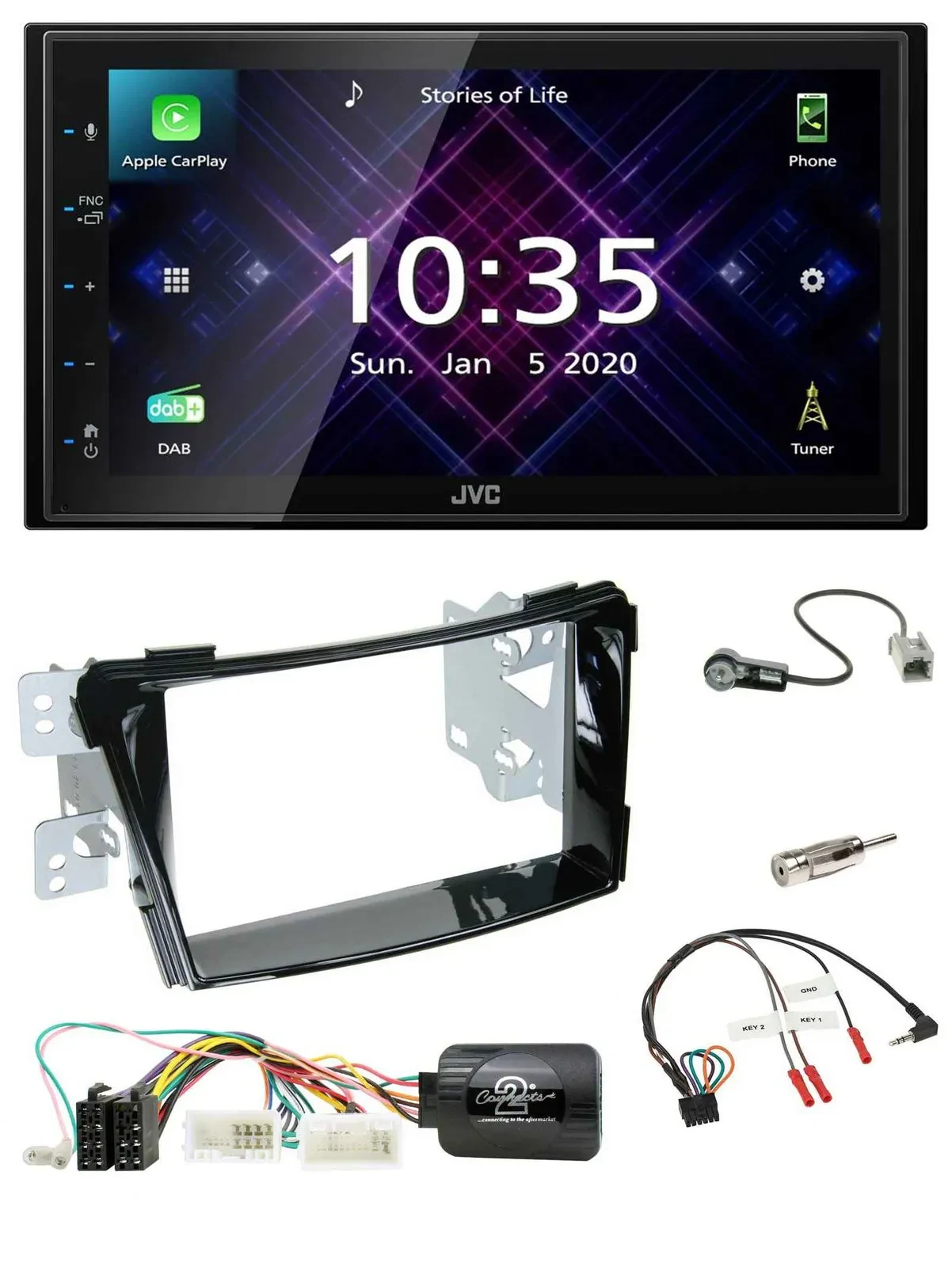 JVC DAB 2DIN Lenkrad Bluetooth USB Autoradio für Hyundai i40 ab 2011 VF Klavierl