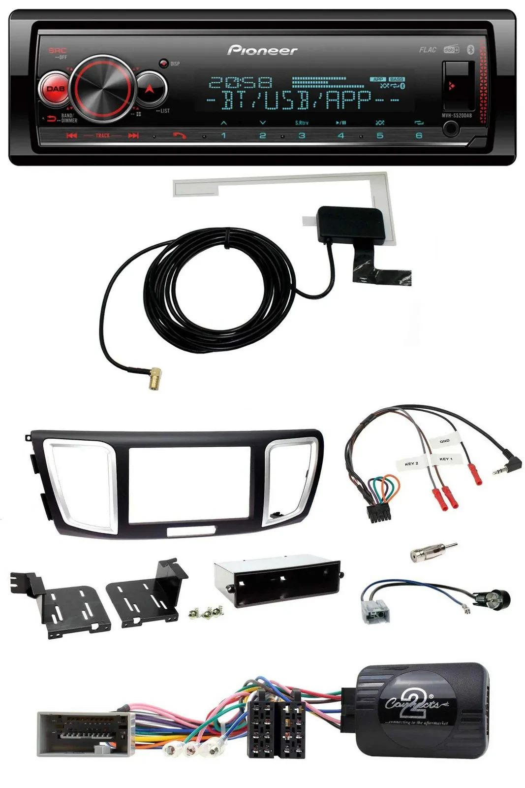 Pioneer Bluetooth DAB USB Lenkrad Autoradio für Honda Accord 2013-2015
