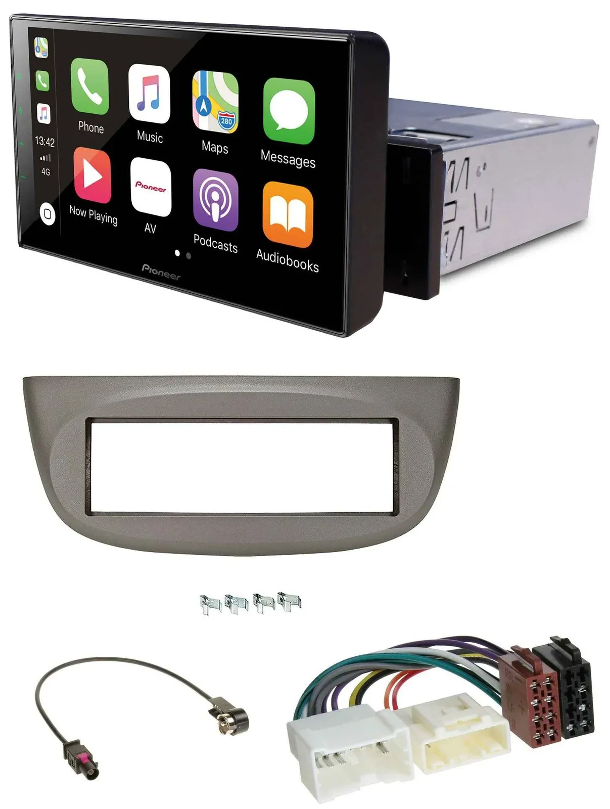 Pioneer Bluetooth MP3 DAB USB Autoradio für Renault Twingo ab 2012 beige-grau