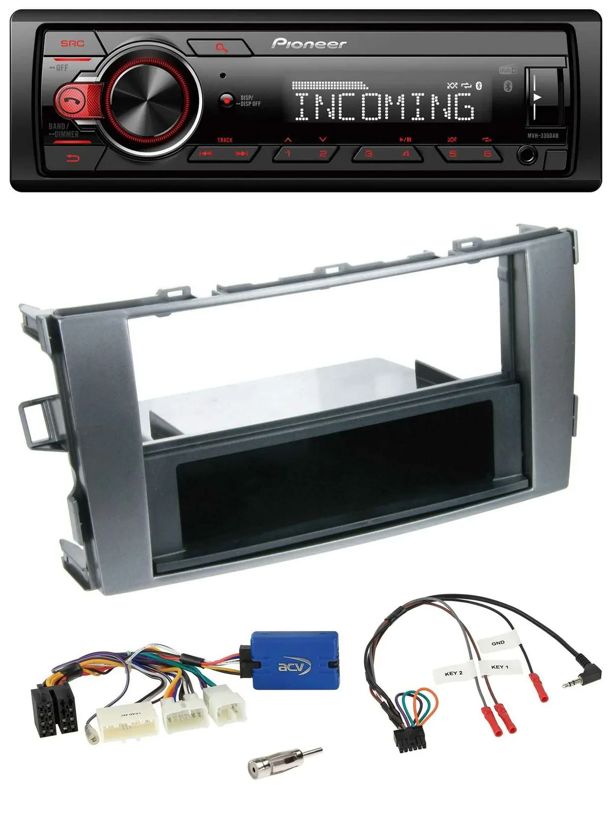 Автомагнитола Pioneer Bluetooth USB DAB для Toyota Auris 2011–2012, антрацит