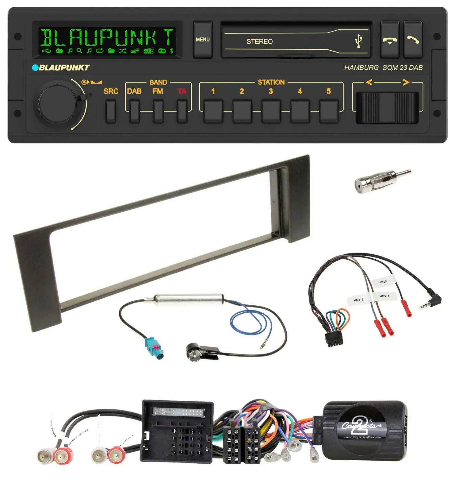 Blaupunkt USB DAB Bluetooth Lenkrad Autoradio für Audi A4 00-04 B6 Quadlock Fakr