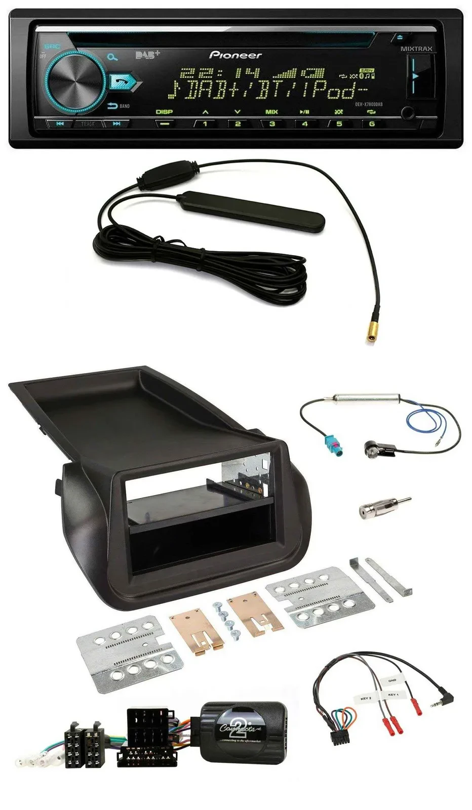 Автомагнитола Pioneer CD/MP3, DAB, USB, с управлением с руля для Citroen Nemo/Peugeot Bipper (с 2008)