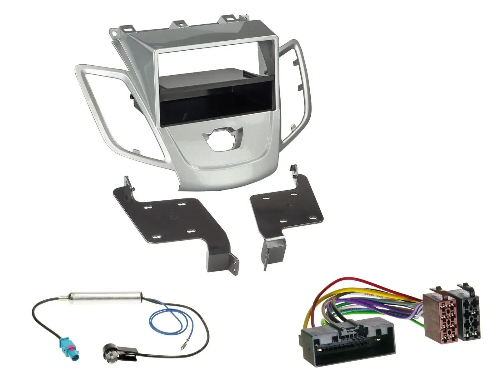 Radioeinbauset DIN Autoradio für Ford Fiesta JA8 10-17 ohne Display silber