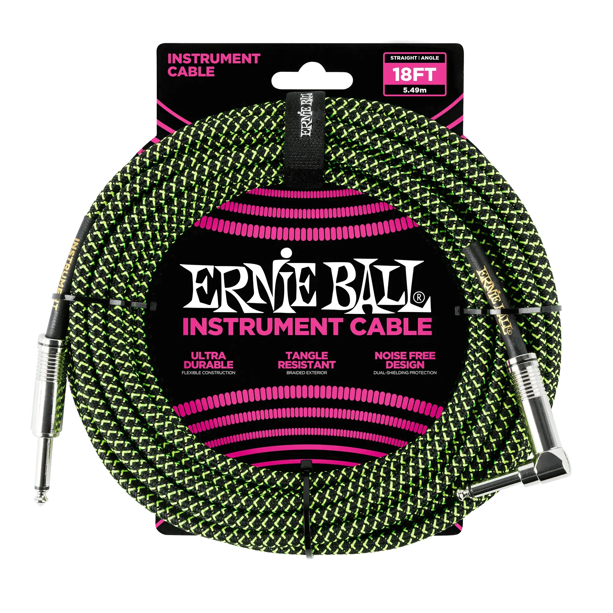 Инструментальный кабель Ernie Ball 6082 5.5м Braided Green