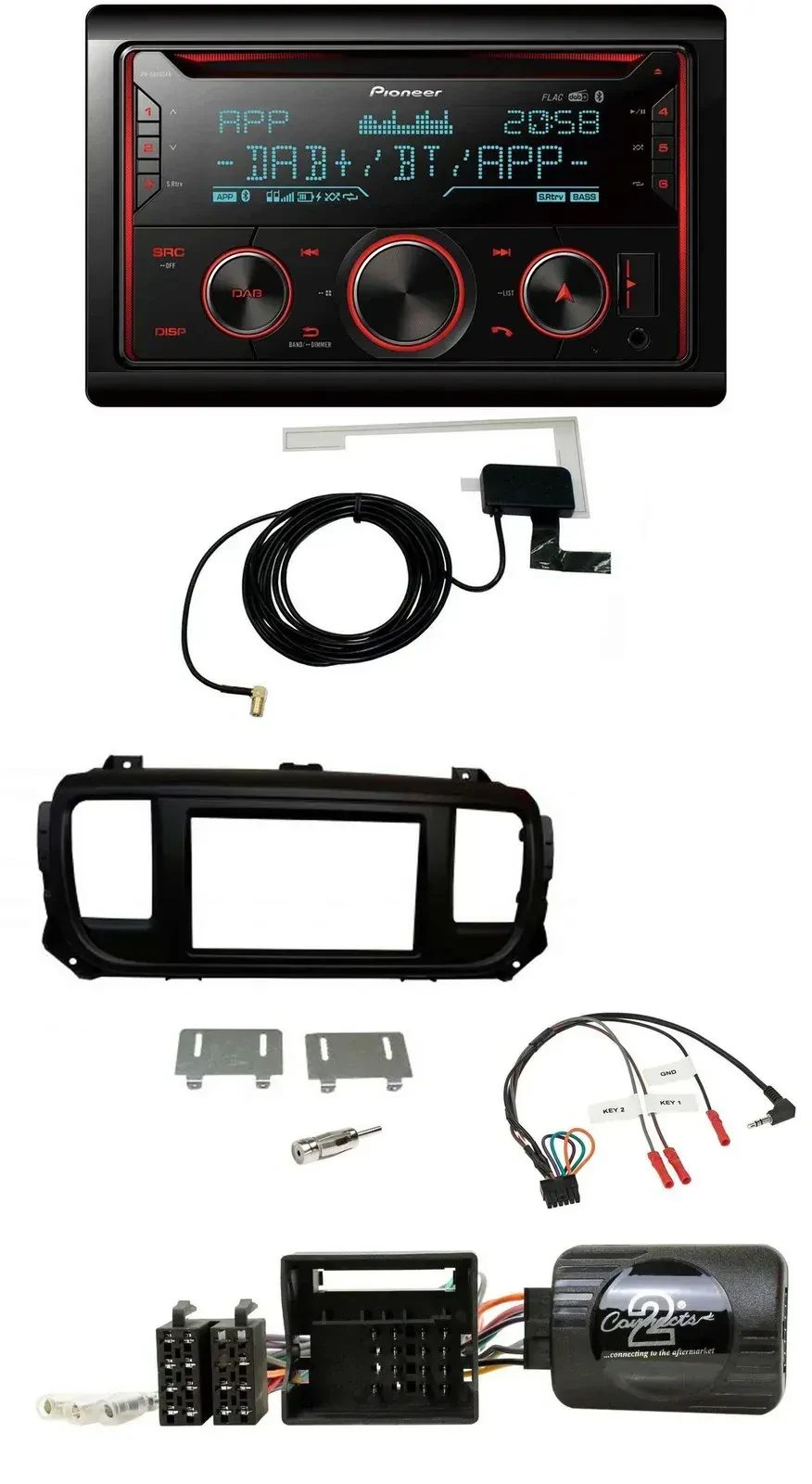 Автомагнитола Pioneer 2DIN DAB USB CD Bluetooth для Toyota Proace, Citroen с поддержкой управления на руле