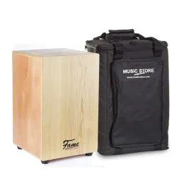 Cajon-Set Beginner Natur Esche Holz Matt Finish Gitarrensaiten 30x30x48cm inkl.