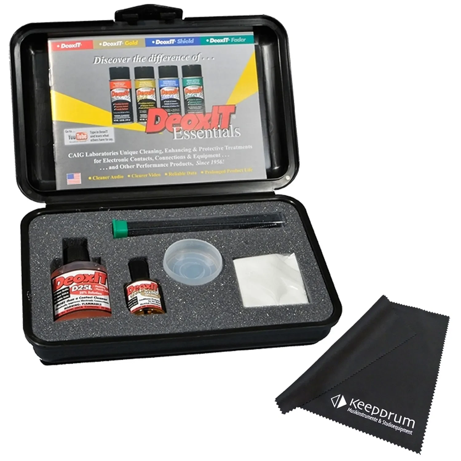 Caig DeoxIT Pflege-Set SK-GXMD Gold für Vakuumröhren-Kontakte mit Mikrofasertuch
