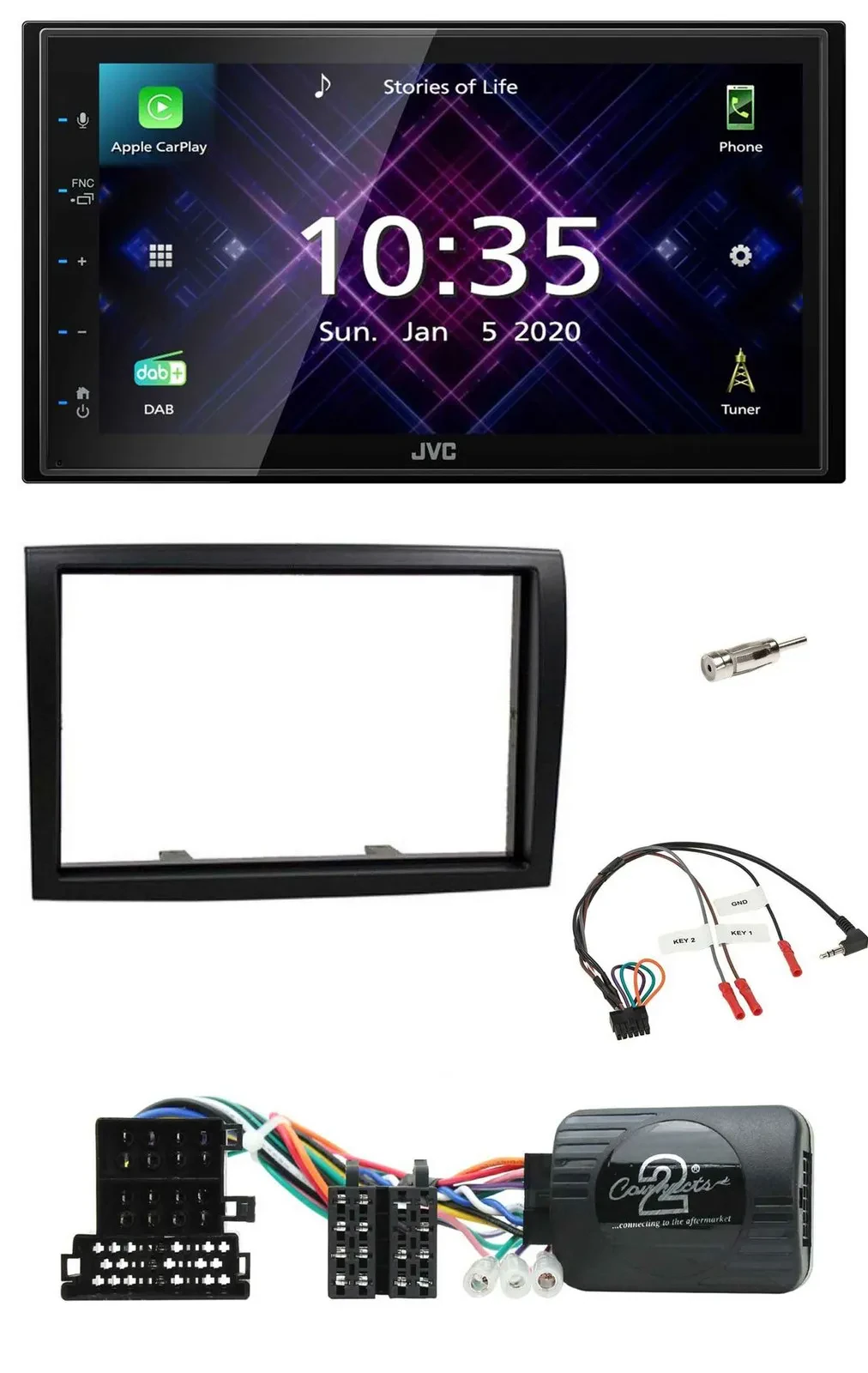 Автомагнитола для Citroen Jumper (2008–2011) JVC 2 DIN, DAB, Bluetooth, USB