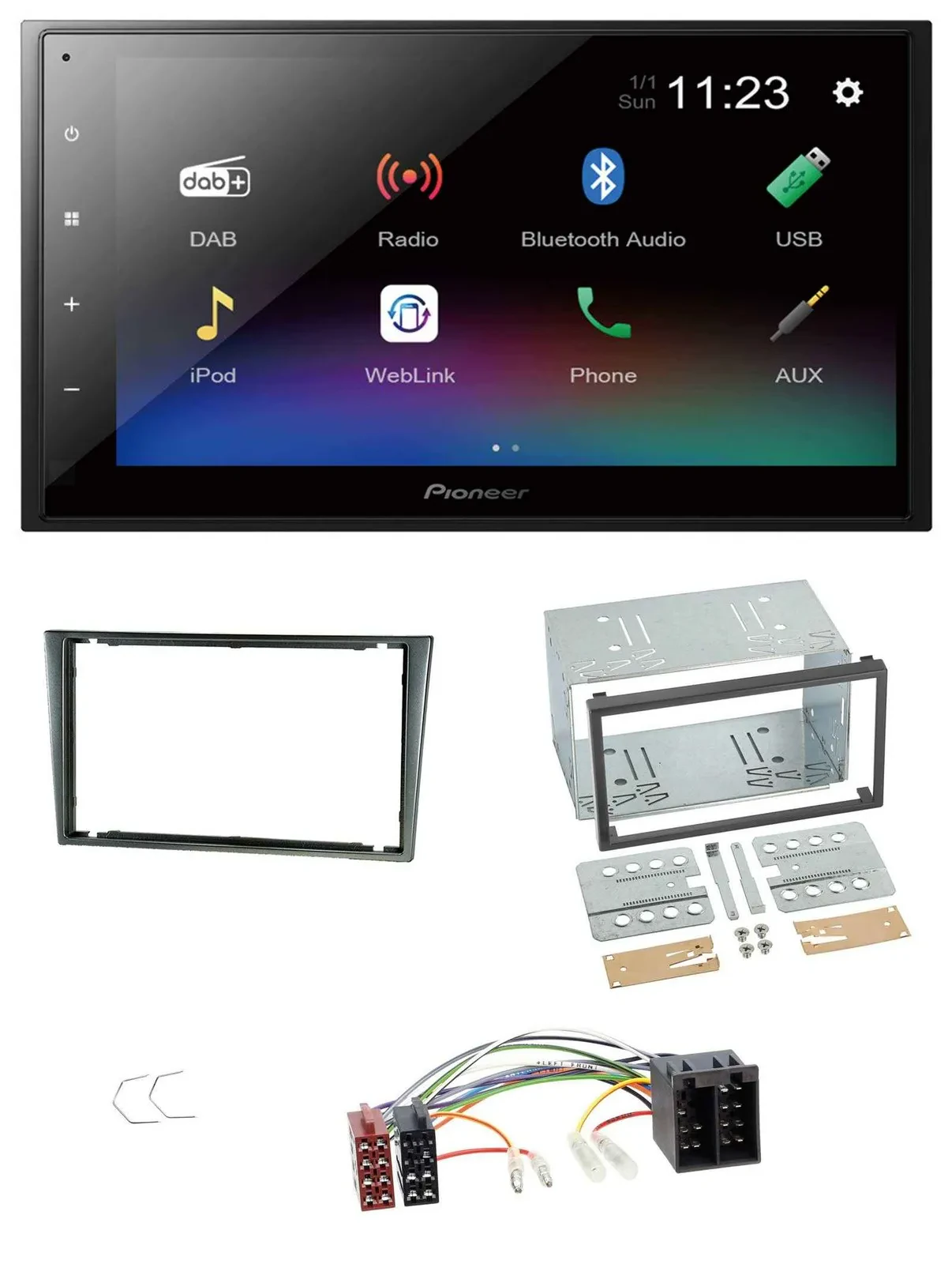 Автомагнитола Pioneer 2DIN USB Bluetooth DAB MP3 для Opel Corsa C (2000–2004), ISO, алюминий