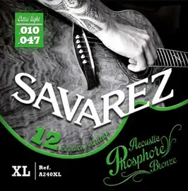 Струны для 12-струнной акустической гитары Savarez A240XL 10-47