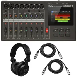 Zoom R20 Portable Multitrack Recorder, Bundle with TAPH100 Monitor Headphones an