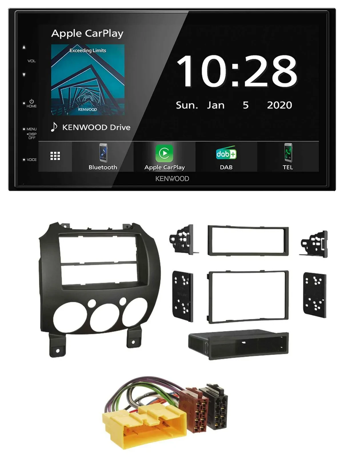 Kenwood Bluetooth MP3 DAB USB 2DIN Autoradio für Mazda 2 (ab 2007)