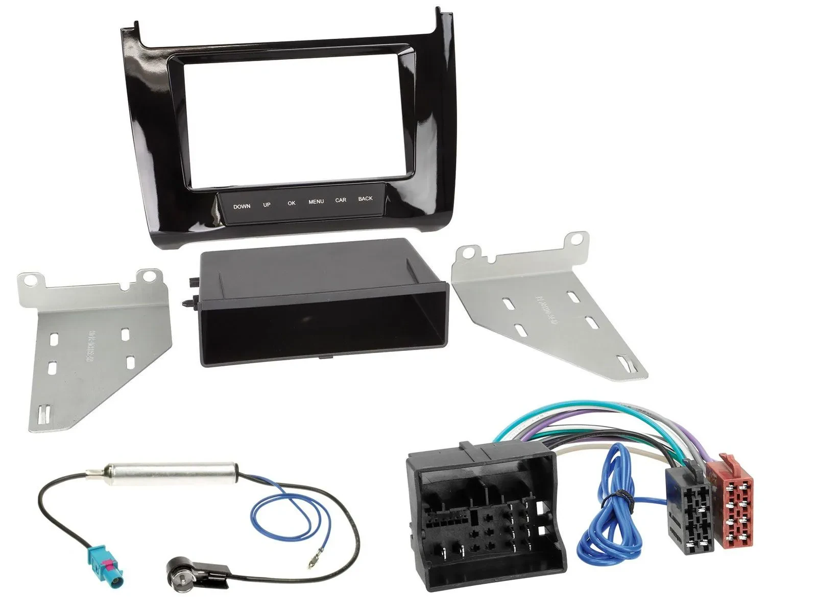 Рамка автомагнитолы Caraudio24 DIN для VW Polo (с 2014) глянцевый чёрный (набор)