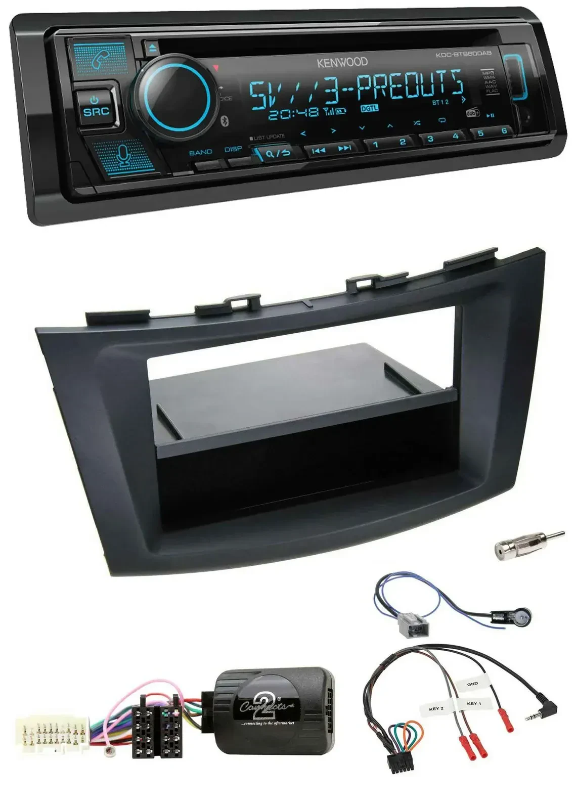 Автомагнитола для Suzuki Swift Sport (с 2011) Kenwood Bluetooth USB CD DAB с поддержкой кнопок на руле