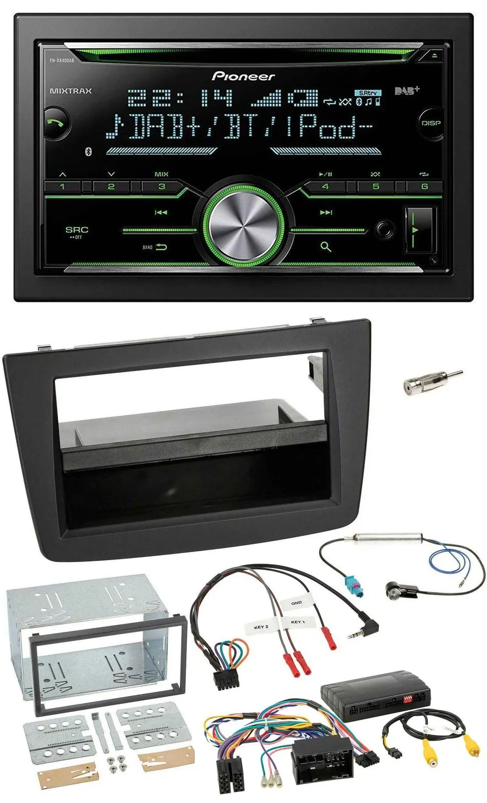 Pioneer Bluetooth Lenkrad DAB 2DIN USB CD Autoradio für Alfa Romeo Mito 14-18 In