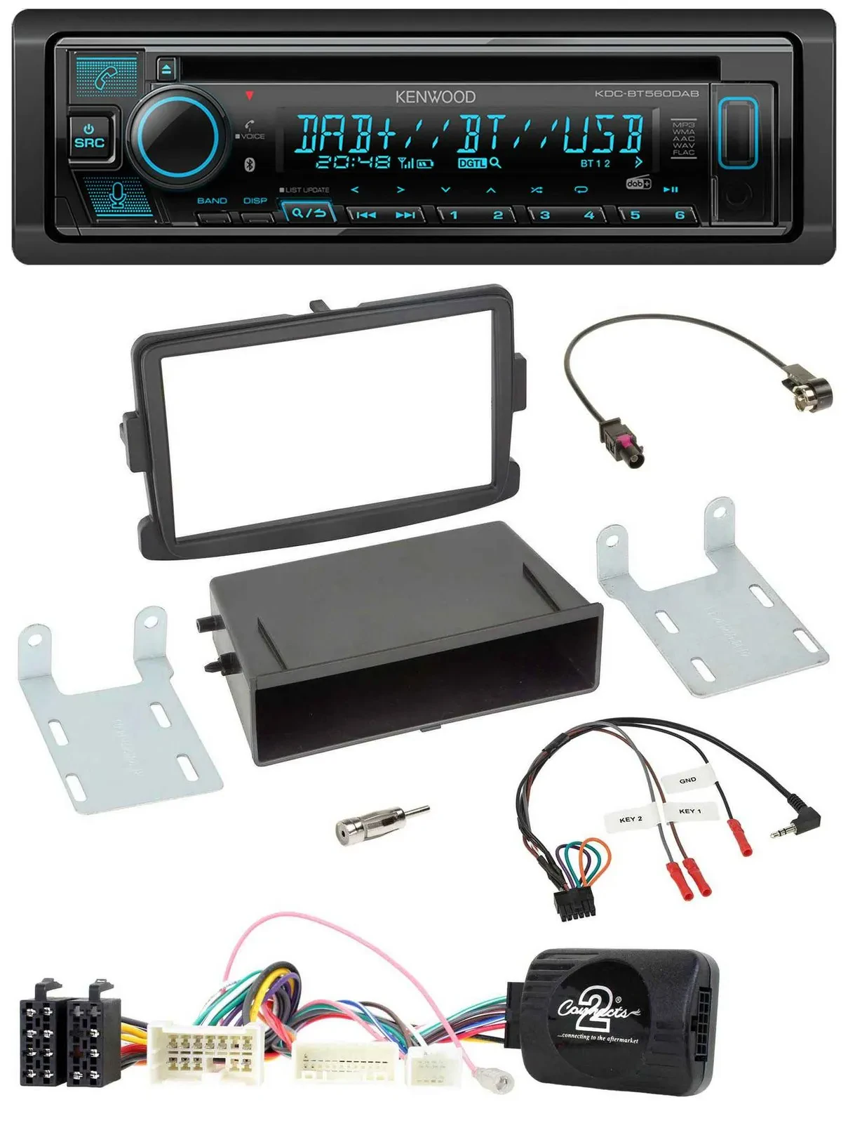 Автомагнитола для Dacia Dokker/Duster/Lodgy Kenwood Bluetooth, DAB, CD, USB