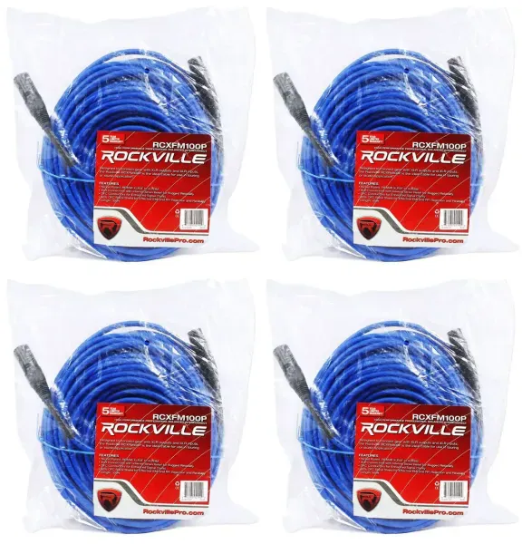 Микрофонный кабель Rockville RCXFM100P-BL Blue 30.5 м (4 штуки)