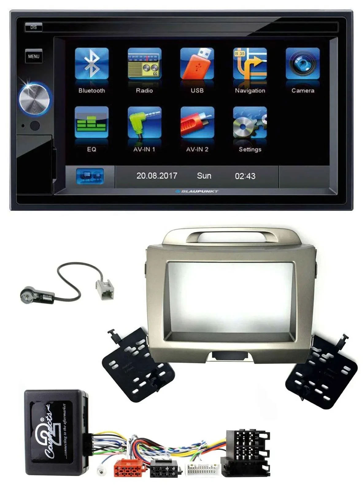 Blaupunkt SD USB TMC Bluetooth 2DIN Lenkrad Navigation für Kia Sportage 3 Navi 1