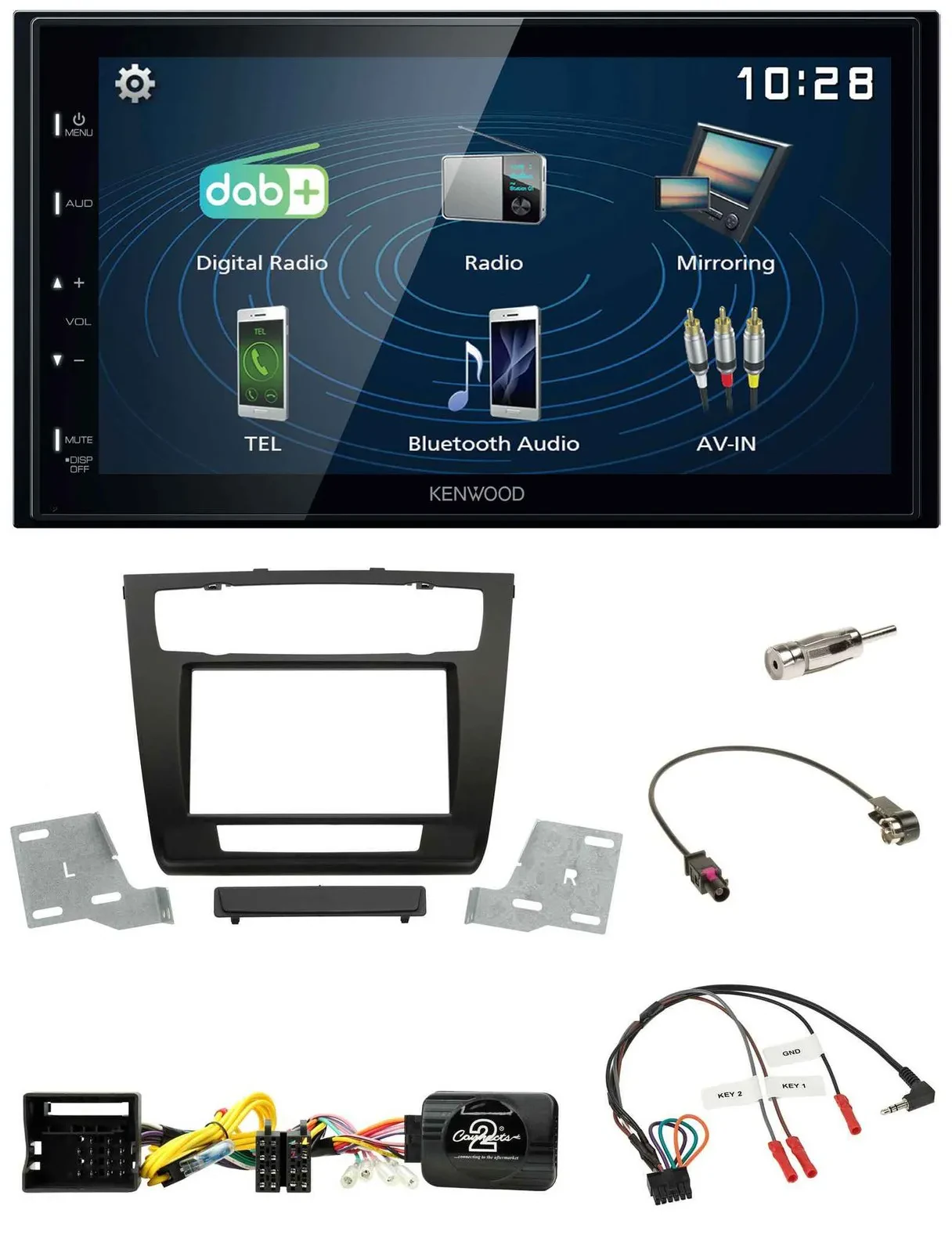 Автомагнитола для BMW 1 Series E81/E82 Kenwood 2DIN Bluetooth, USB, DAB, поддержка управления на руле
