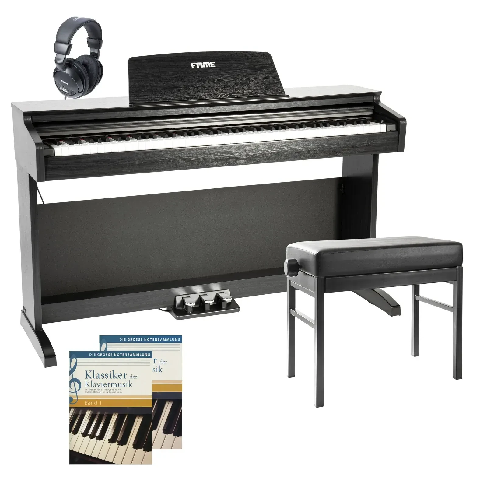 Цифровое пианино Fame Audio DP-2000 BK 88 клавиш, молоточковая механика, 16 тембров, полифония 128, черный (набор)