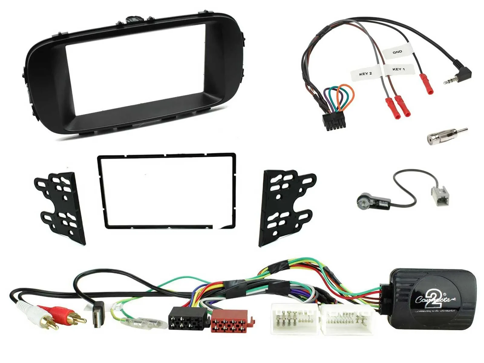 Einbauset Lenkradadapter Doppel DIN Autoradio für Kia Soul 14-19 AUX schwarz