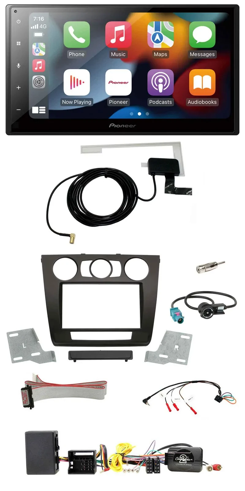 Pioneer Lenkrad USB Bluetooth DAB 2DIN Autoradio für BMW 1er Aktiv man. Klima E8