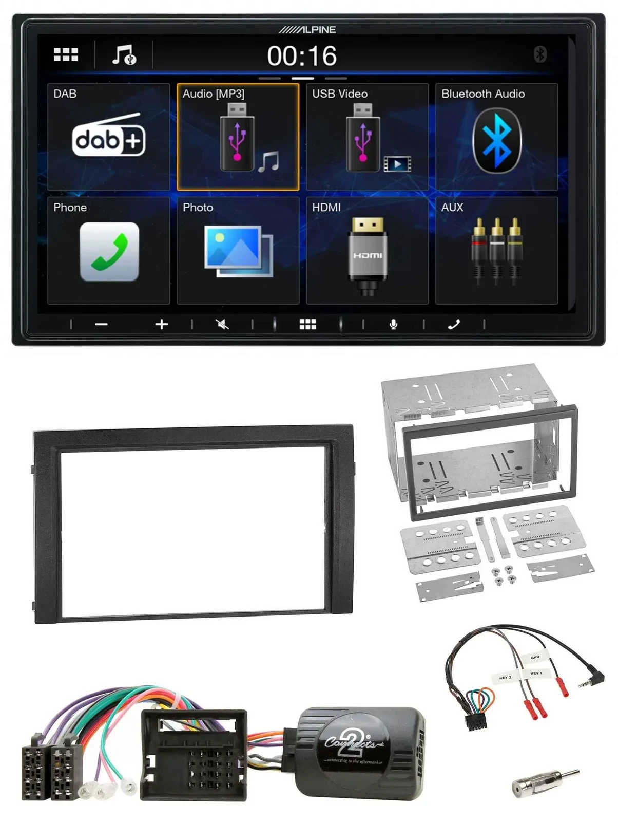Alpine Bluetooth 2DIN Lenkrad DAB USB Autoradio für Skoda Fabia 6Y 2004-2007 Qua