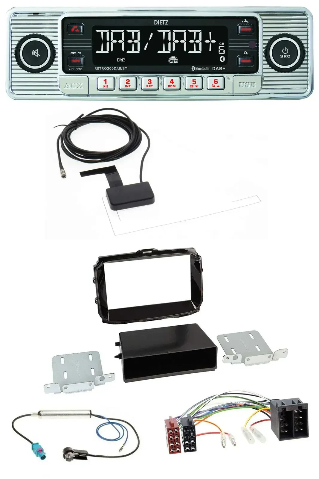 Автомагнитола для Alfa Romeo Giulietta (с 2013) Dietz Bluetooth, USB, MP3, DAB, ISO, черный глянец