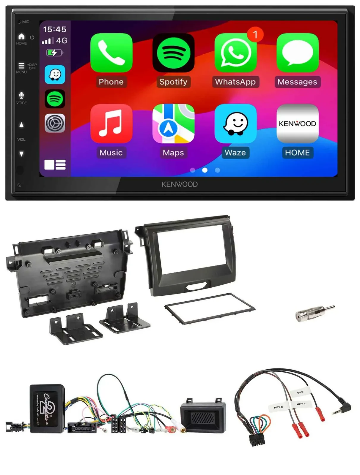Kenwood Lenkrad USB DAB 2DIN Bluetooth Autoradio für Ford Ranger 2AB ab 04/2015